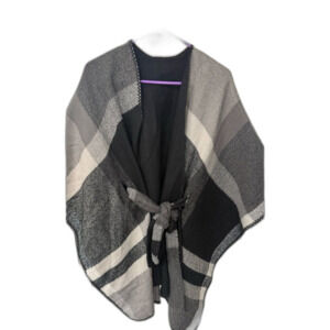 Maurices Black and Gray Plaid Poncho